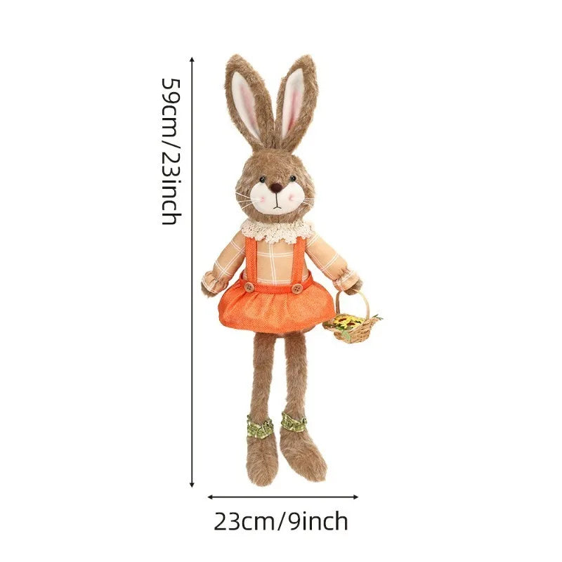 Easter Bunny Decor Brown Plush Rabbit Desktop Bunny Toy Holiday Party Decor Fabric Easter Gift