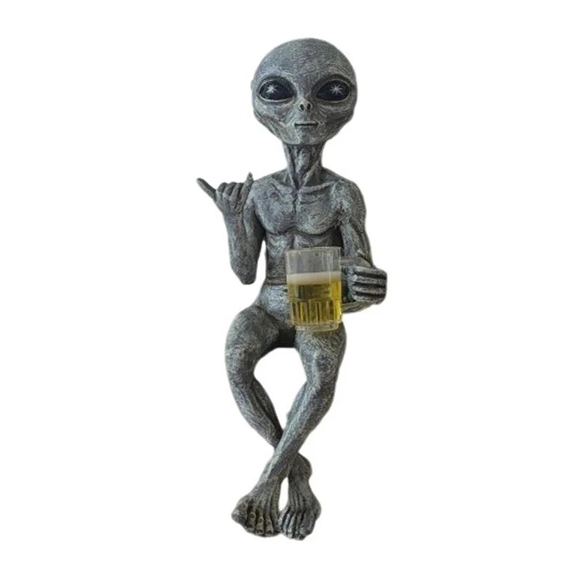 Alien Resin Statue Ornament Alien Garden Sculptures & Statues Yard Best Art Decor For Indoor Outdoor Home Or Office Collectible