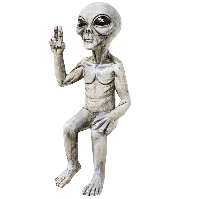 Alien Resin Statue Ornament Alien Garden Sculptures & Statues Yard Best Art Decor For Indoor Outdoor Home Or Office Collectible