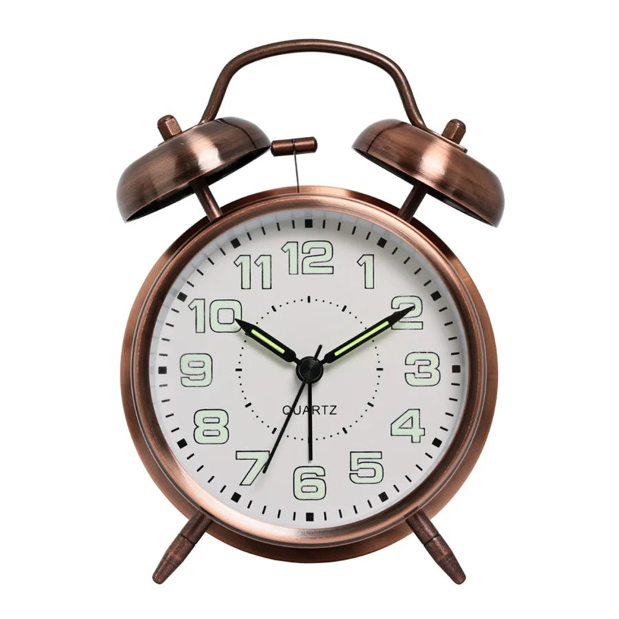 1pc 4.5 inch Retro Electroplating Metal Alarm Clock, Luminous Dial, Loud Volume Wake-Up Alarm Clock (Excluding Battery)