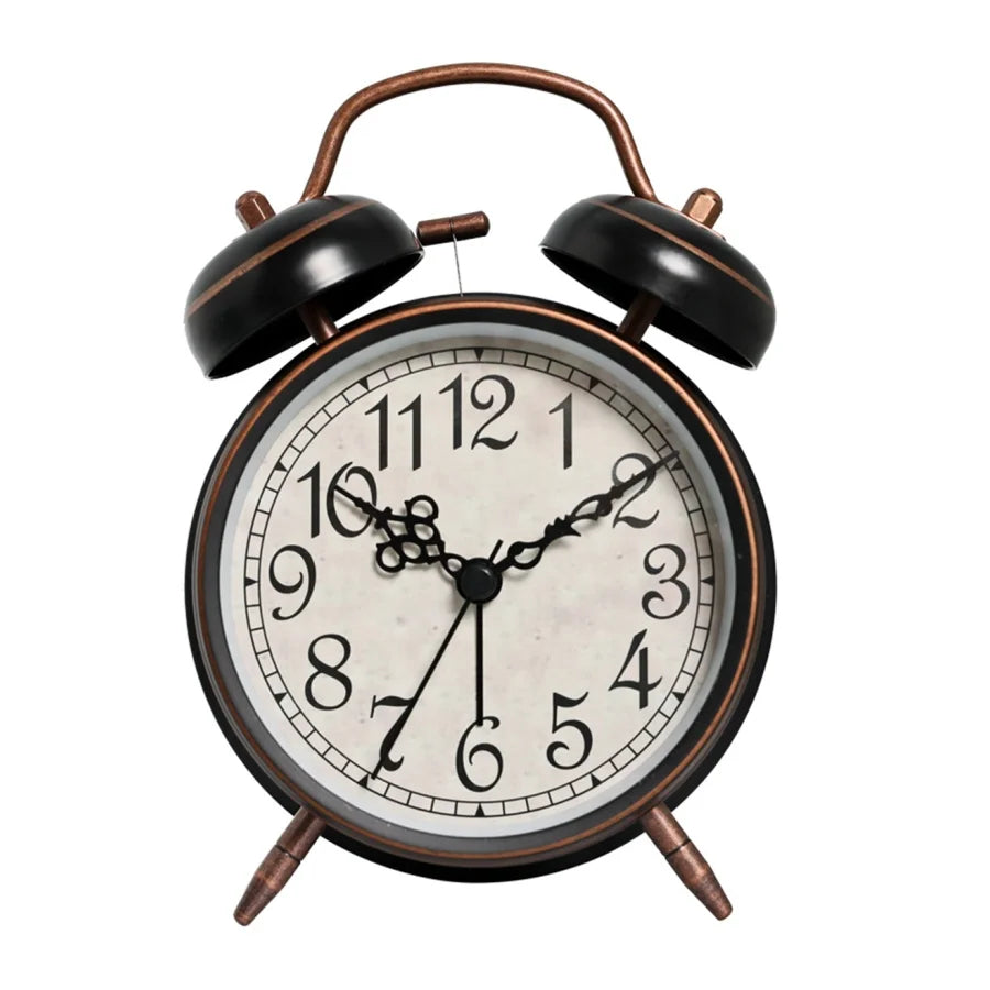 1pc 4.5 inch Retro Electroplating Metal Alarm Clock, Luminous Dial, Loud Volume Wake-Up Alarm Clock (Excluding Battery)
