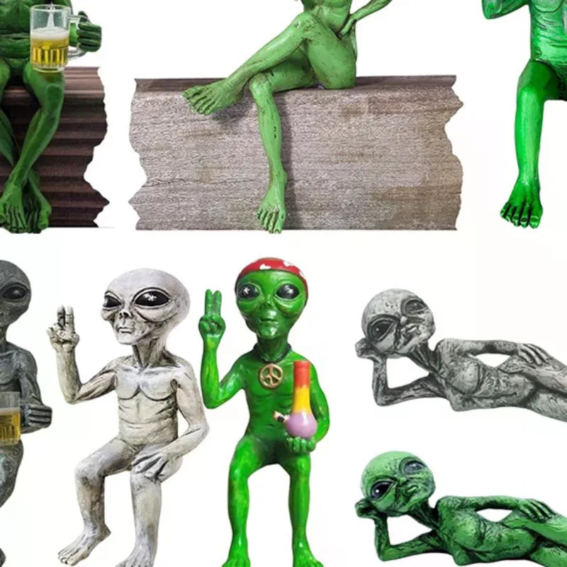 Alien Resin Statue Ornament Alien Garden Sculptures & Statues Yard Best Art Decor For Indoor Outdoor Home Or Office Collectible