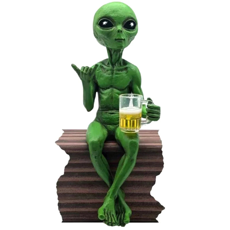 Alien Resin Statue Ornament Alien Garden Sculptures & Statues Yard Best Art Decor For Indoor Outdoor Home Or Office Collectible