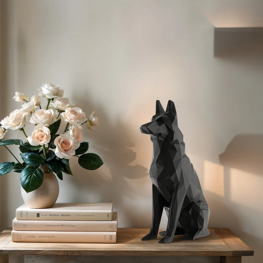 Dog Figurine Animals Statues Black German Shepherd Sculptures Ornament Elegant Designs for Room&Car Decoration Idea Festive Gift