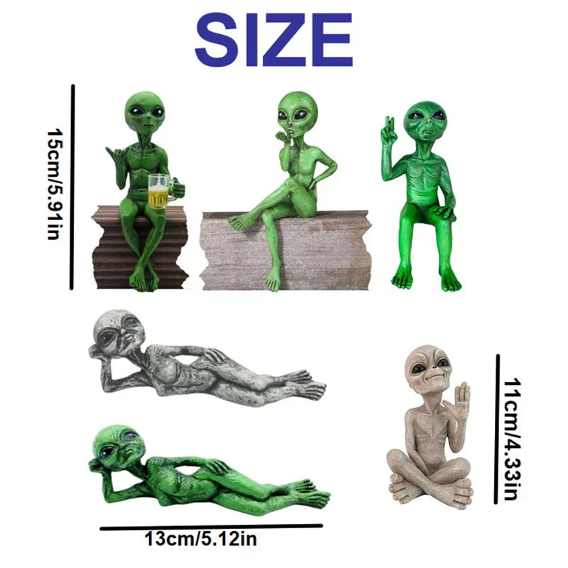 Alien Resin Statue Ornament Alien Garden Sculptures & Statues Yard Best Art Decor For Indoor Outdoor Home Or Office Collectible